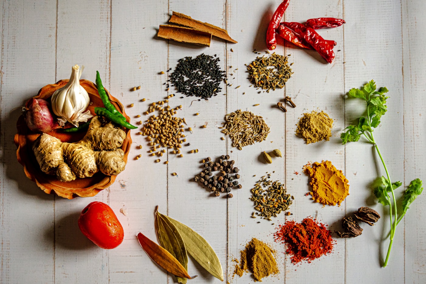 Indian spices flatlay